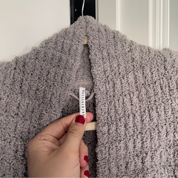 Pottery barn plush Gray Robe belted - Picture 2 of 3